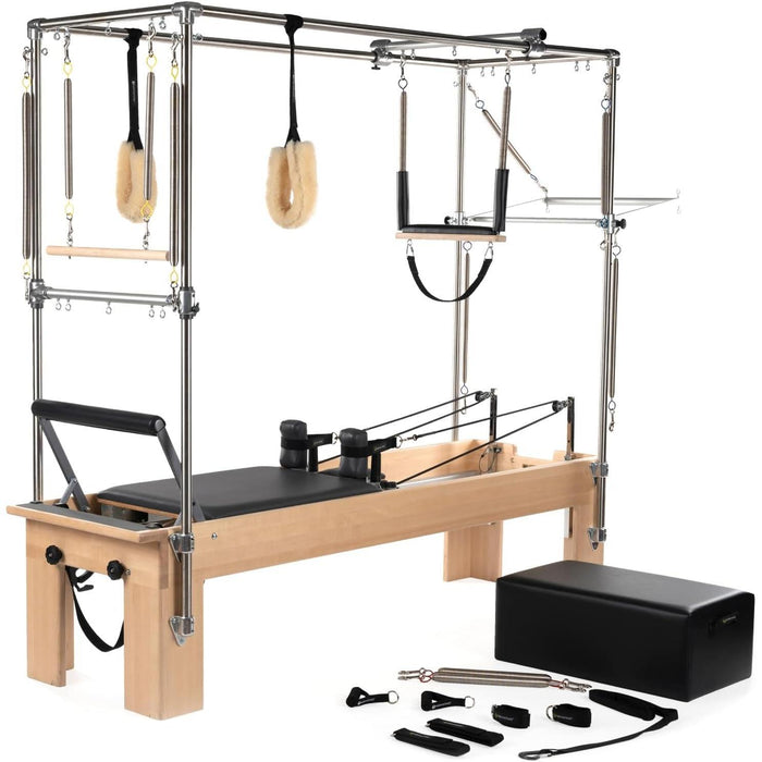 Aluminum Pilates Cadillac Reformer with Revo Footbar & Trapeze for Home & Studio