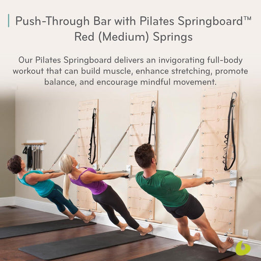 Pilates Springboard Wall Unit with Push-Through Bar & Resistance Springs for Home & Studio