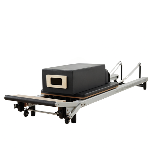 Pilates Studio Reformer Bundle with Box, Footstrap, Platform Extender & Roll-Up Pole
