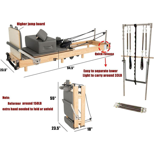 Wood Foldable Pilates Reformer with Tower