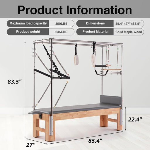 Wooden Pilates Cadillac Reformer with Springs & Box (Oak) for Home & Studio