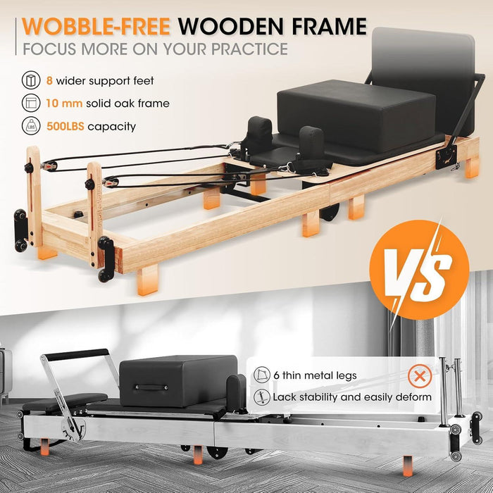 Wooden Studio Pilates Reformer with Springs & Jump Board